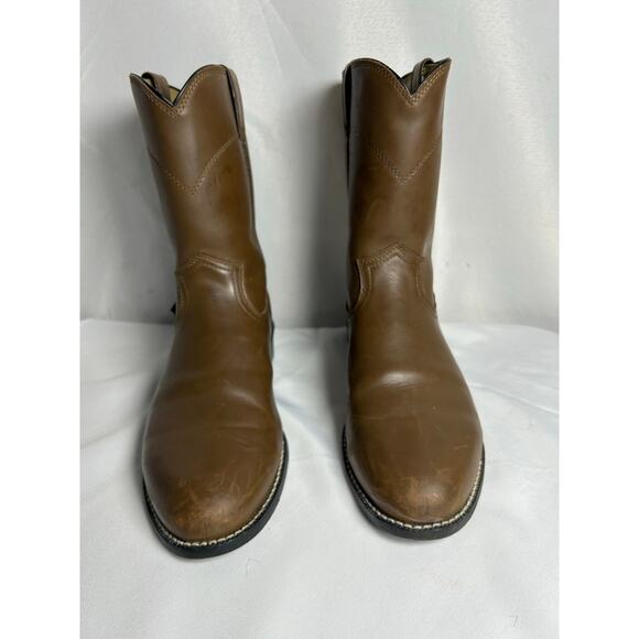 Justin Basics Boots Mens Size 10.5 D brown ￼ Leather Western Cowboy Slip On USA main image 7